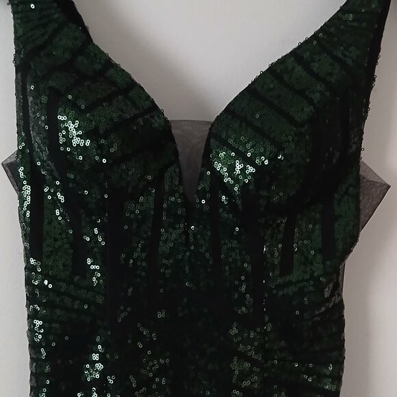 Envious Dark Green Sequin Cocktail Dress - Picture 8 of 10